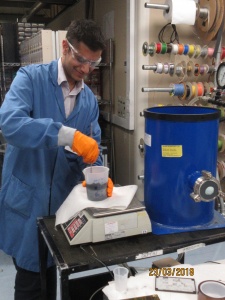 Nathan Singh - Mixing potting compound-tdk-lambda-yini-manufacturing-ilfracombe-north-devon