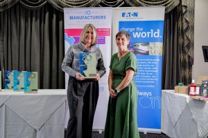 Environmental Project of the Year sponsored by Petroc. Winner: Eaton, received by Michelle Turner, presented by Jackie Theakston-Thomas
