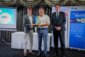 Product of the year, sponsored by Make UK. Winner: Heathcoat Fabrics. Received by John Stimpson and Harry Trelawney.