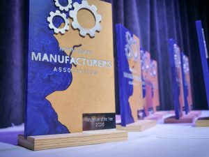 manufacturing awards celebrations people receiving hand-made trophies at annual North Devon Manufacturing Awards