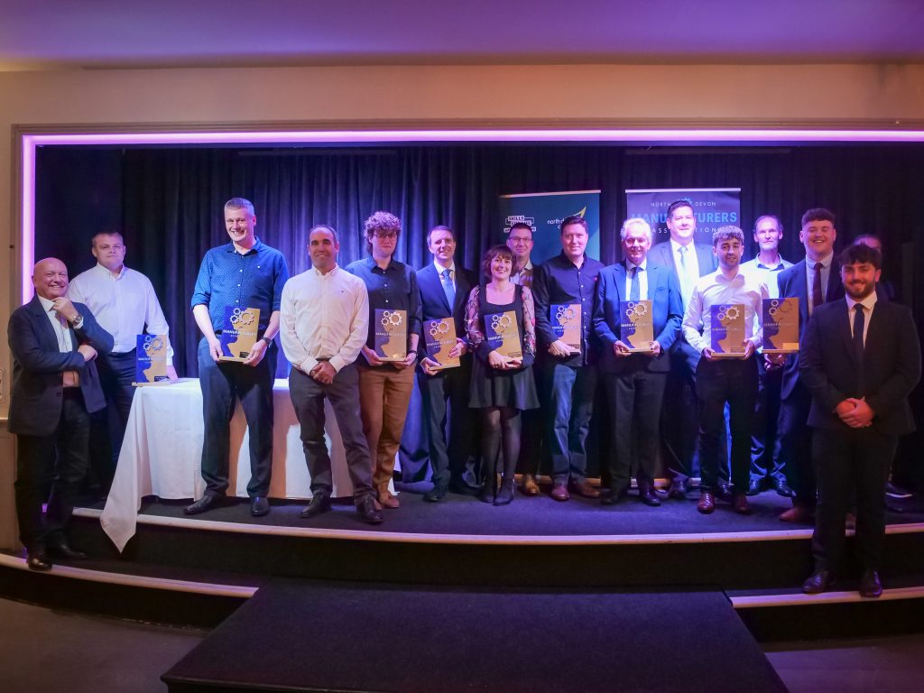 manufacturing awards celebrations people receiving hand-made trophies at annual North Devon Manufacturing Awards